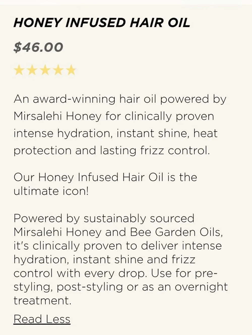 GISOU Honey Infused Hair Oil Shine Heat Protect Anti Frizz NEW 1.7 oz MSRP $46